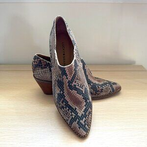 Lucky Brand Tabea Leather Snake Print Ankle Boots